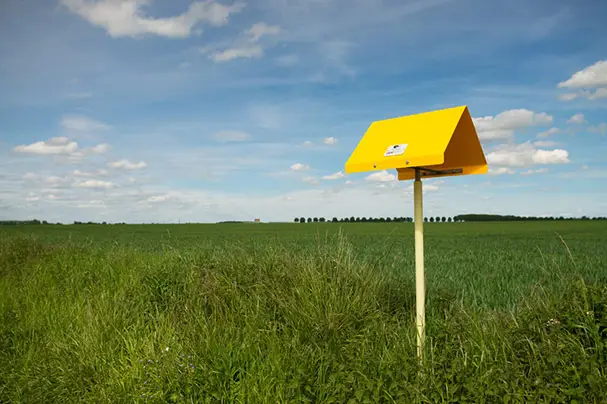 Signaling beacons indicating the presence of a natural gas transmission pipeline - photo: Luc Maréchaux