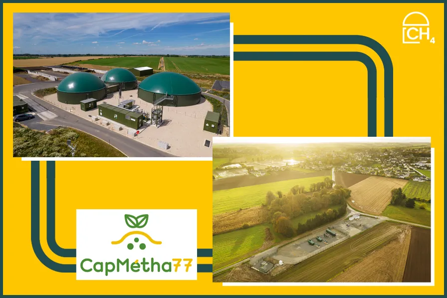 Logo Capmétha et stations de méthanisation et de rebours (photos : NaTran)