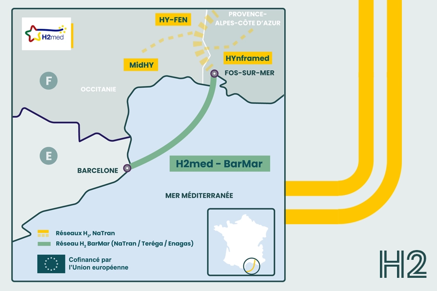 Carte du tracé BarMar-H2med
