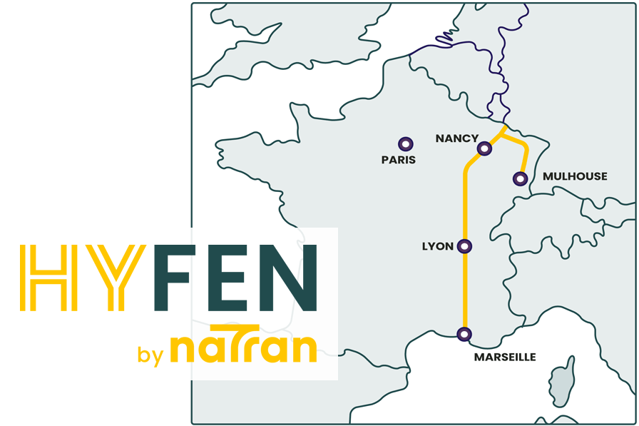 Carte du projet hydrogène HY-FEN et logo