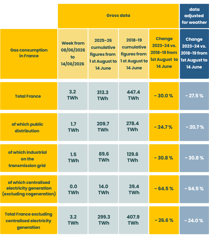 Detailed consumption table