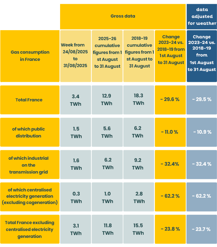 Detailed consumption table