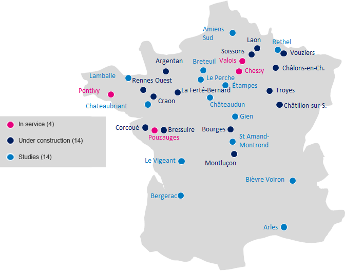 Map of the GRTgaz reverse flow portfolio
