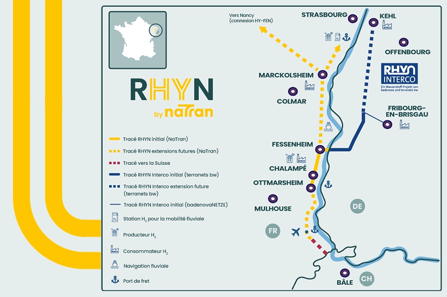 Carte du projet hydrogène RHYN