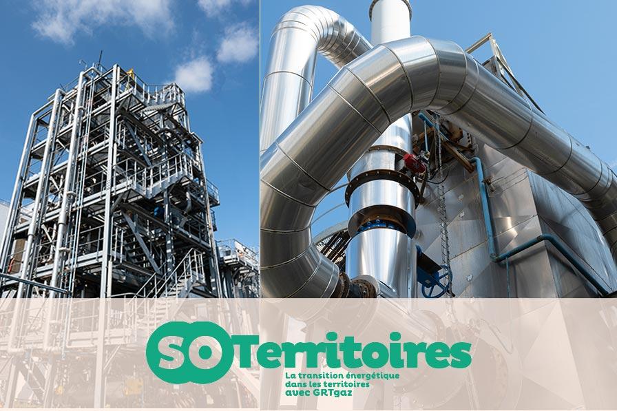 Démonstrateur TITAN V (photo : GRTgaz / Luc Maréchaux) et logo soTerritoires
