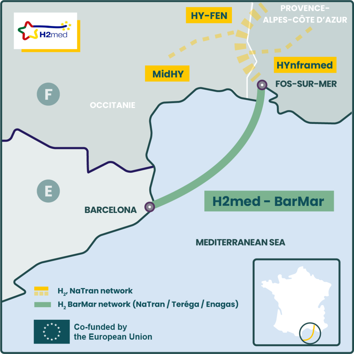 Map of BarMar-H2med project
