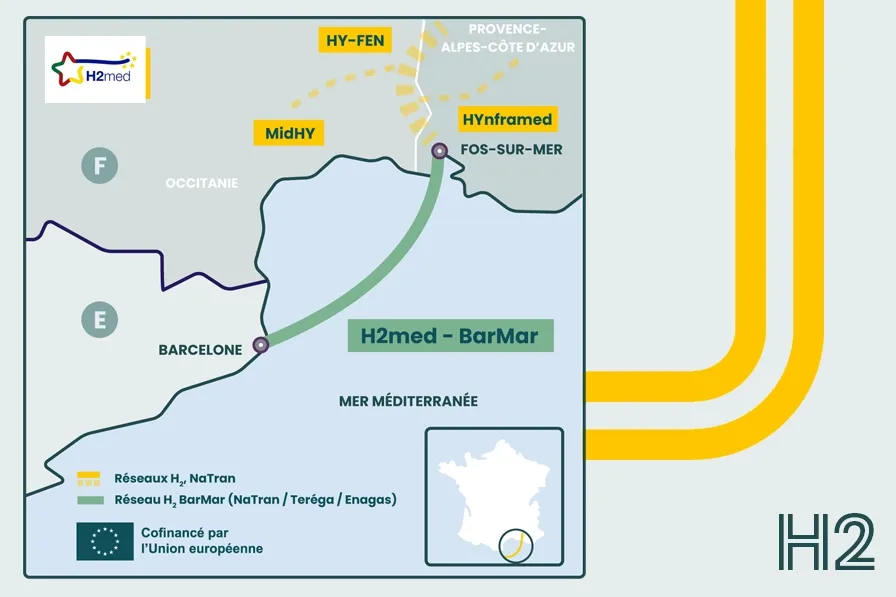 Carte du tracé BarMar-H2med