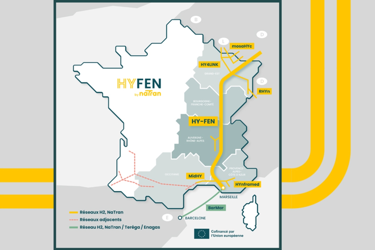 Carte projet d'infrastructure hydrogène HY-FEN