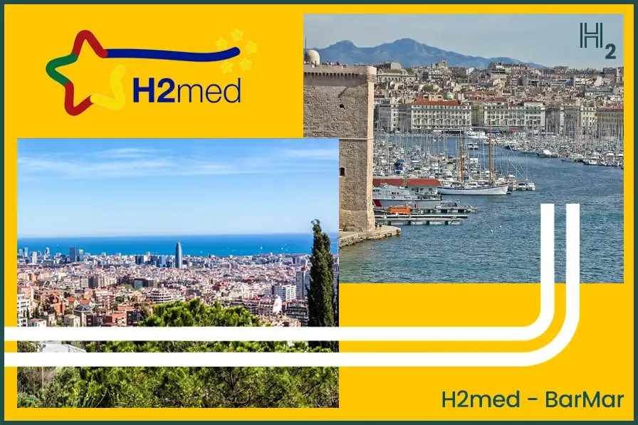 Photos Barcelone - Marseilles (Getty Images) et logos H2med et BarMar