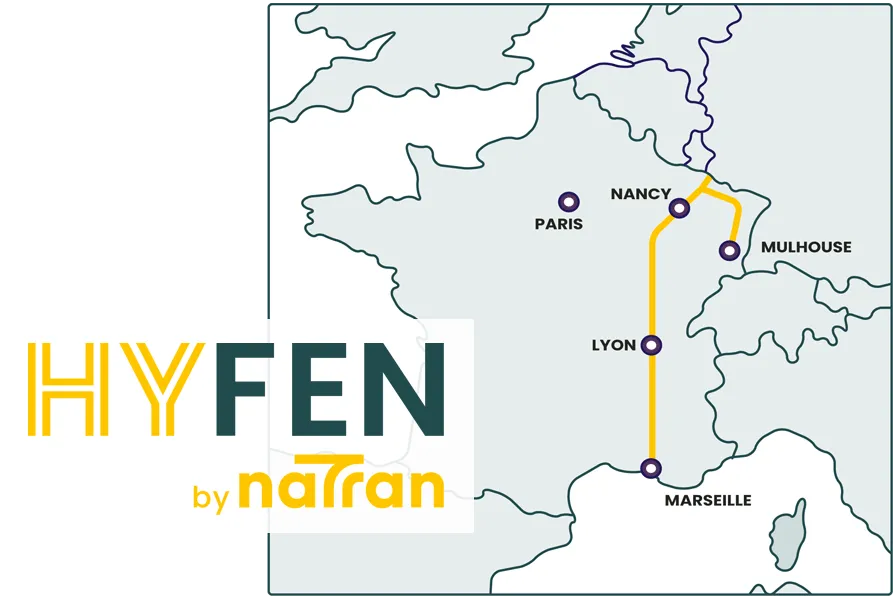 Carte du projet hydrogène HY-FEN et logo