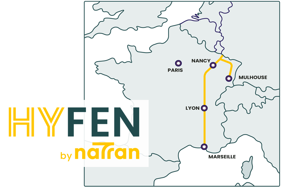 Carte du projet hydrogène HY-FEN et logo