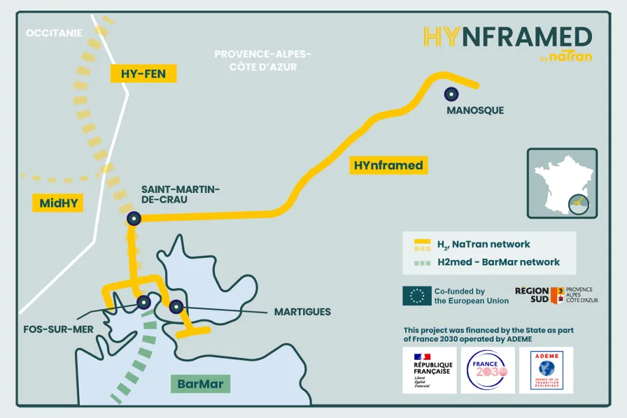 Map of the HYnframed H2 project