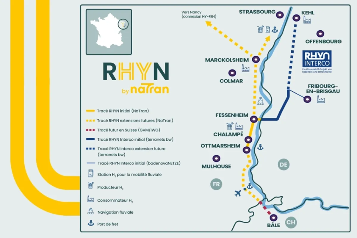 Carte du projet hydrogène RHYN