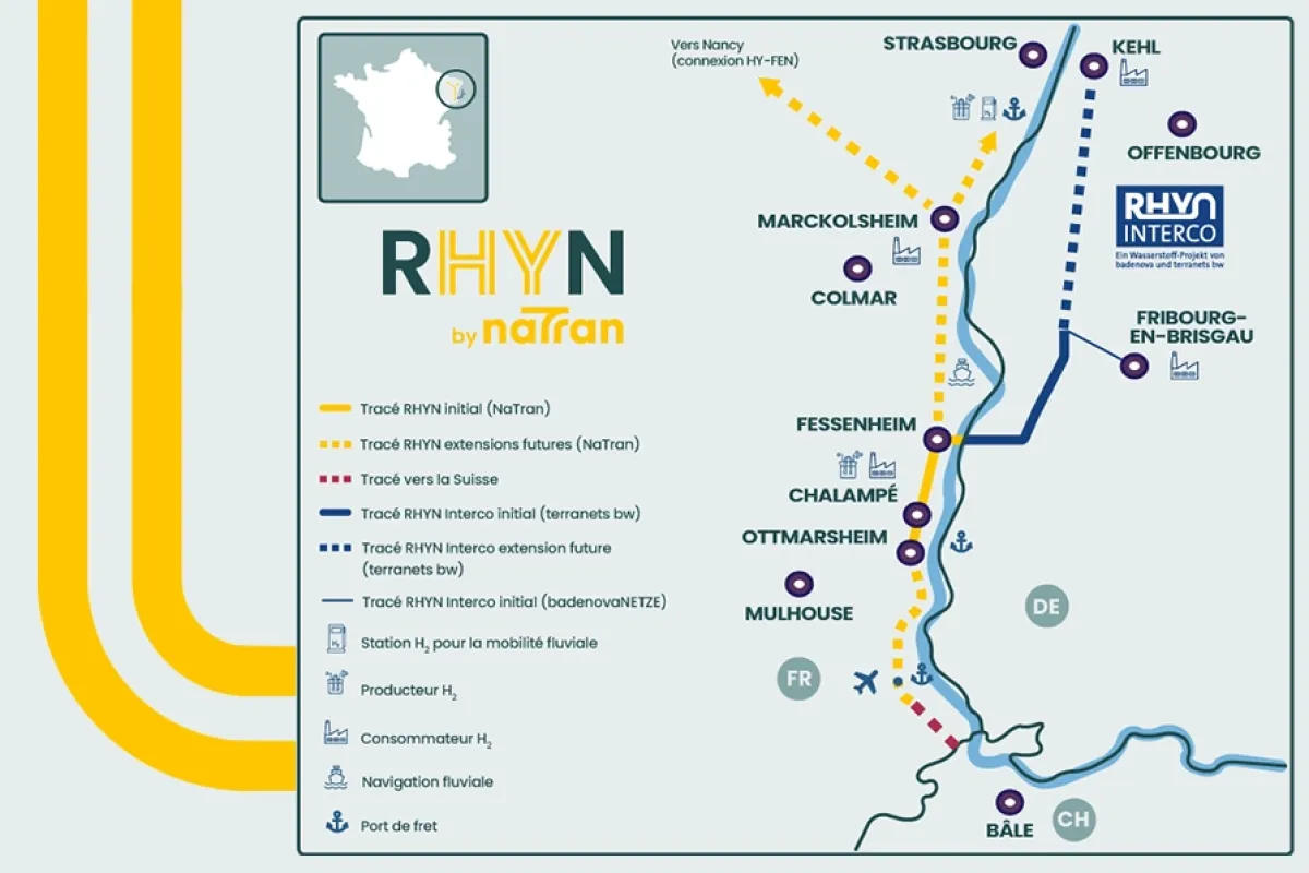 Carte du projet hydrogène RHYN