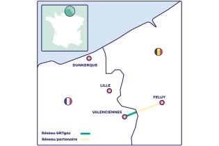 Carte WHHYN - Wallonie Hainaut Hydrogen network et son extension vers le marché franco-belge