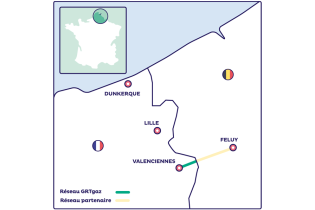 Carte WHHYN - Wallonie Hainaut Hydrogen network et son extension vers le marché franco-belge