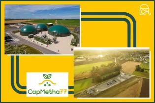 Logo Capmétha et stations de méthanisation et de rebours (photos : NaTran)