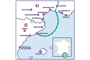 Carte BarMar-H2med : premier grand corridor d’hydrogène vert en Europe