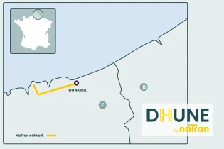 Map of the DHUNE's hydrogen infrastructure project