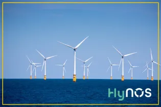 Logo HyNOS et photos éoliennes (Gettyimages)